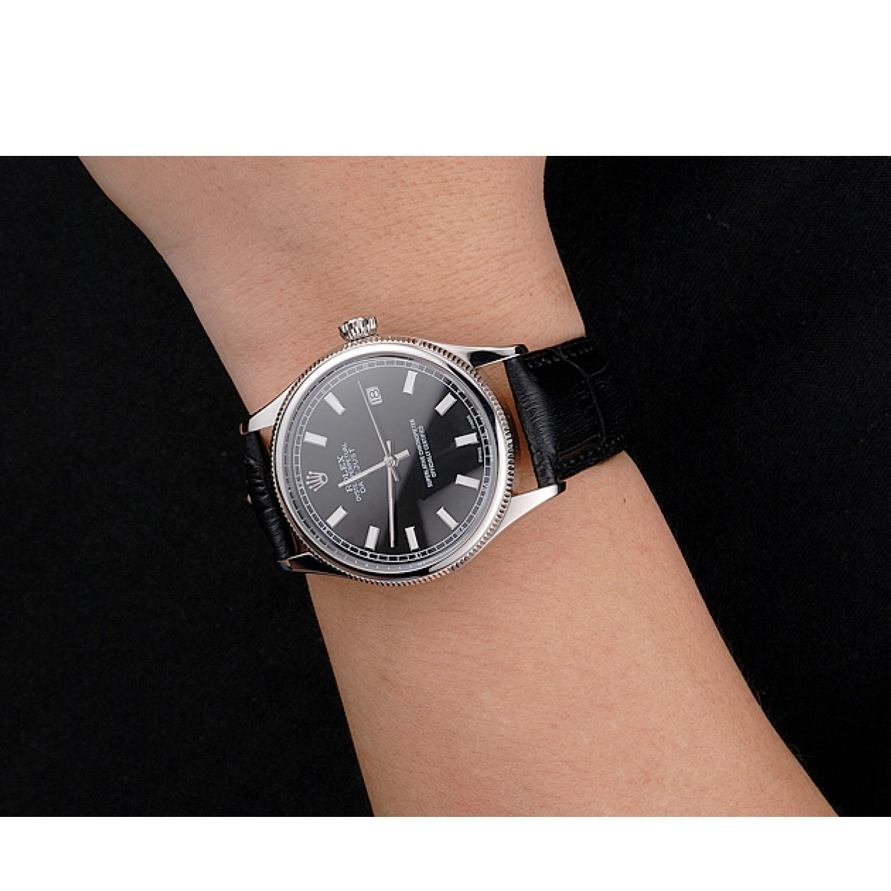 Aaa replica watch Black Stainless Rolex Datejust Case Dial And Swiss Steel Bracelet 0724